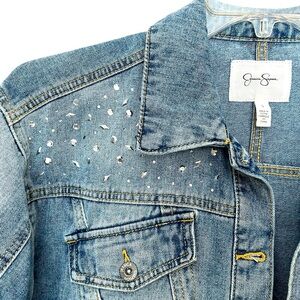 Jessica Simpson rhinestone detail jean jacket. Size S